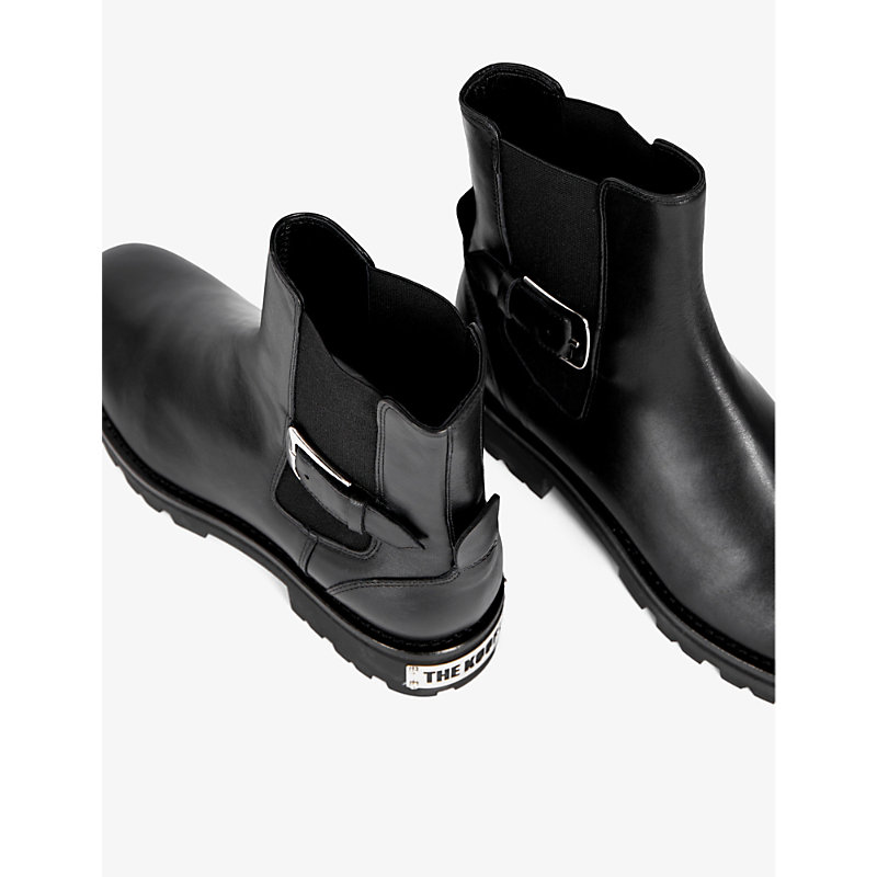 Shop The Kooples Buckle-embellished Leather Chelsea Boots In Black