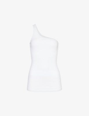 Isabel Marant Étoile Isabel Marant Etoile Womens White One-shoulder Brand-embroidered Cotton Top