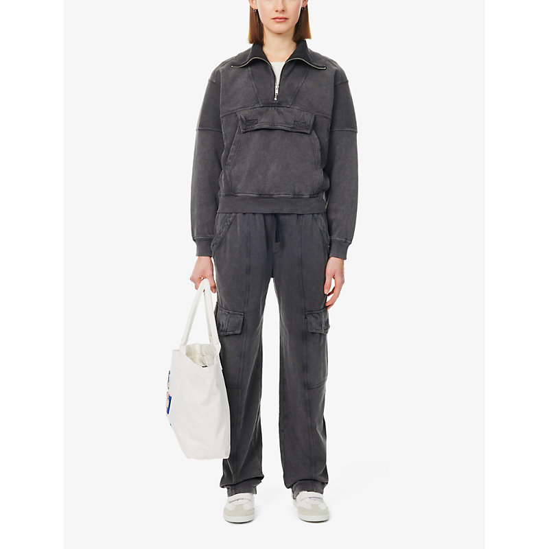 Shop Isabel Marant Étoile Peorana Faded-wash Cotton-jersey Jogging Bottoms In Faded Black
