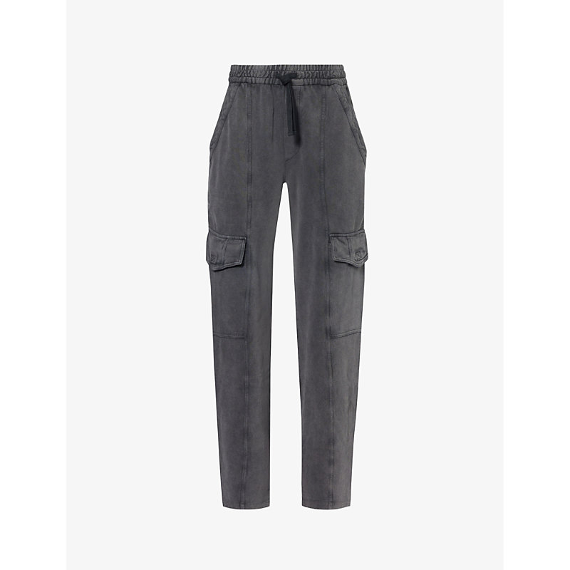 Shop Isabel Marant Étoile Peorana Faded-wash Cotton-jersey Jogging Bottoms In Faded Black