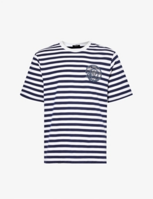 Versace Multicolored Nautical Stripes T-shirt In White