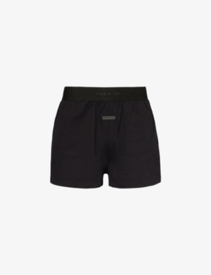 FEAR OF GOD FEAR OF GOD MEN'S BLACK LOUNGE BRANDED-WAISTBAND COTTON-JERSEY SHORTS