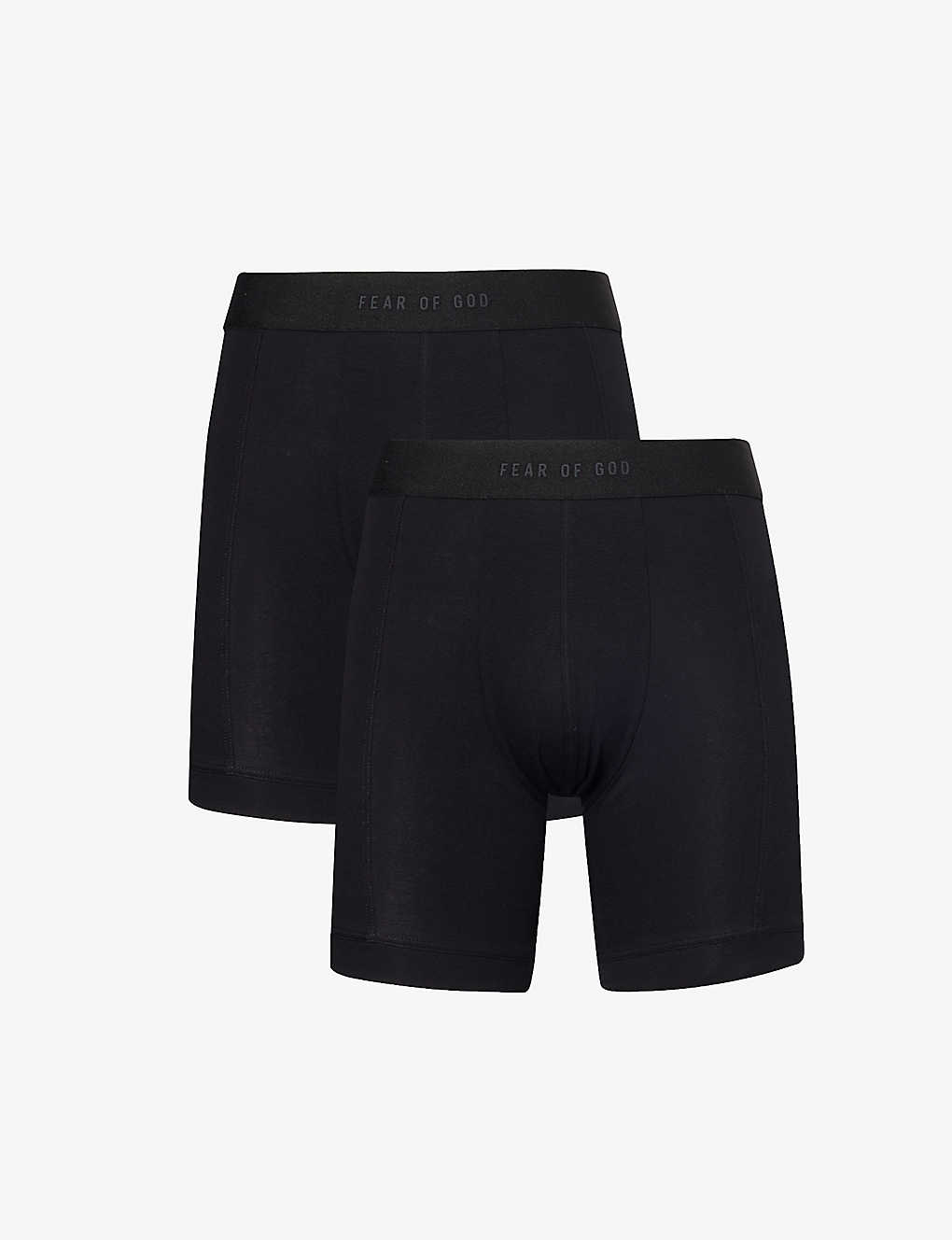 Fear Of God Mens Black Elasticated-waistband Pack Of Two Stretch-cotton Boxer Briefs