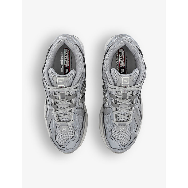 Shop New Balance Men's Silver Metallic 1906 Brand-patch Leather And Mesh Low-top Trainers