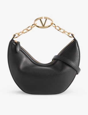 Valentino Garavani Womens Nero Vlogo Small Leather Shoulder Bag