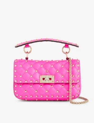 Valentino Garavani Womens Pink Pp Rockstud Spike Leather Cross-body Bag