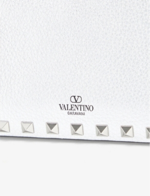 Shop Valentino Garavani Womens Silver Rockstud Spike Mini Leather Shoulder Bag