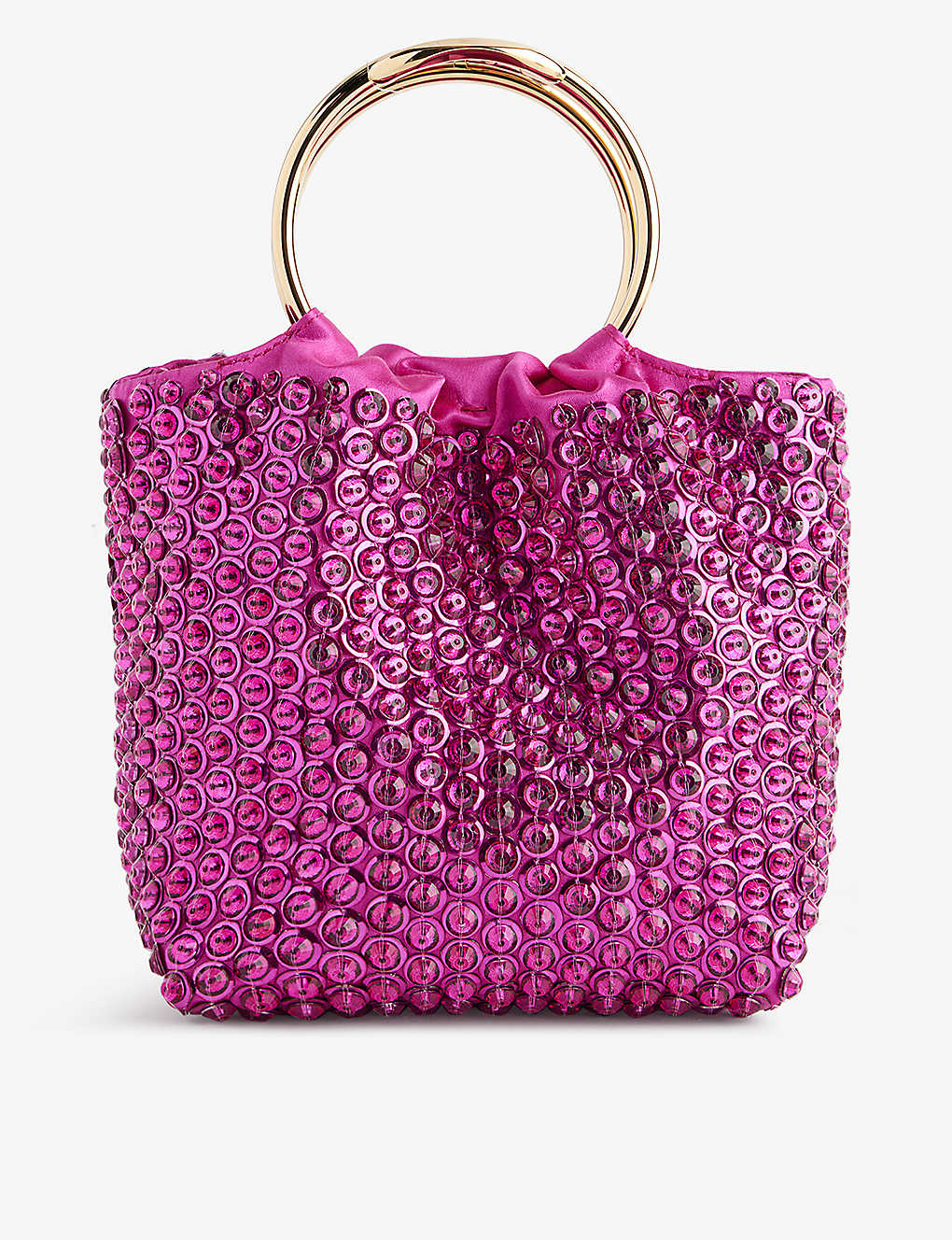 Valentino Garavani Rhinestone-embellished Woven Bucket Bag In Fucsia/pink Pp/l.gold