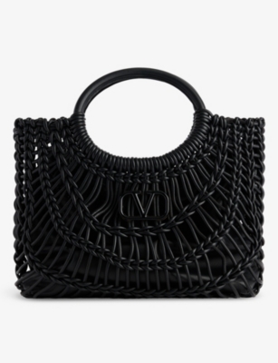 Shop Valentino Garavani Womens Nero Allknots Vlogo Leather Tote Bag