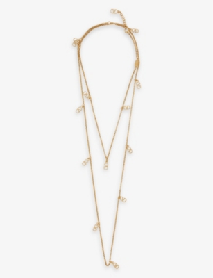 Valentino Garavani Womens Oro 18 Branded-charm Adjustable Brass Necklace