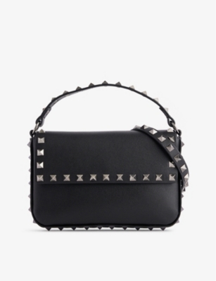 VALENTINO GARAVANI: Rockstud logo-embossed leather cross-body bag