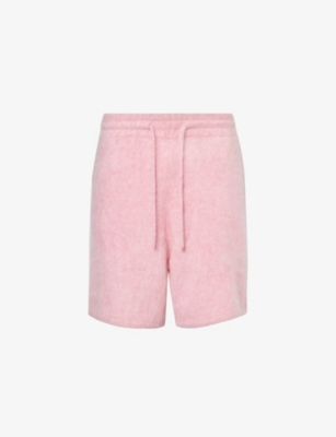 Cole Buxton Mens Pink Fuzzy-knit Relaxed-fit Stretch Alpaca-wool-blend Shorts