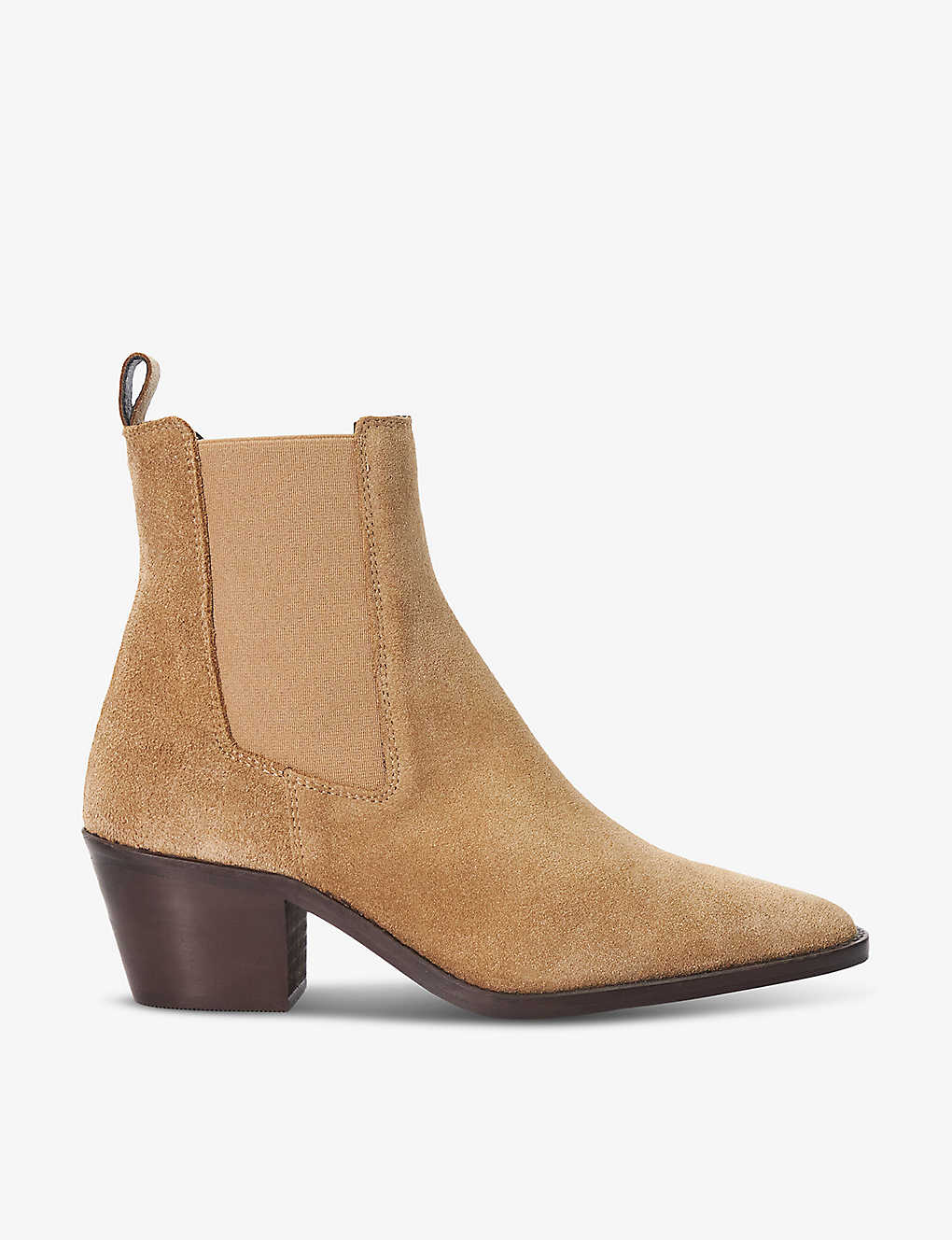 Dune Womens Sand-suede Pexas Western Suede Heeled Ankle Boots In None/clear