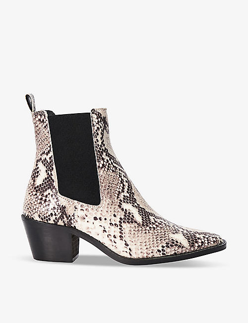 DUNE: Pexas Western animal-pattern suede heeled ankle boots