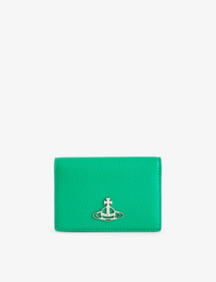 Vivienne Westwood Bright Green Brand-plaque Vegan-leather Card Holder