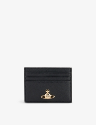 Shop Vivienne Westwood Black Logo-plaque Leather Card Holder