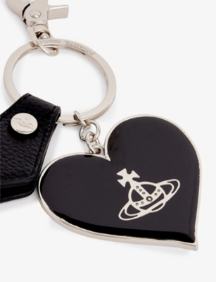 VIVIENNE WESTWOOD: Mirror logo-plaque iron and leather keyring