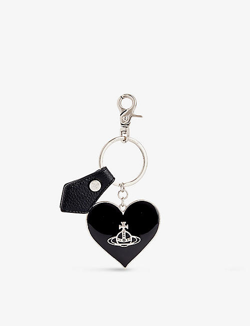 VIVIENNE WESTWOOD: Mirror logo-plaque iron and leather keyring
