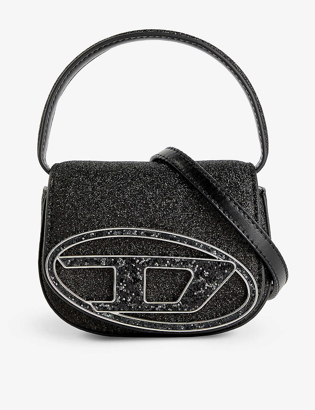 Diesel Womens Black 1dr Xs Logo-plaque Faux-leather Cross-body Bag
