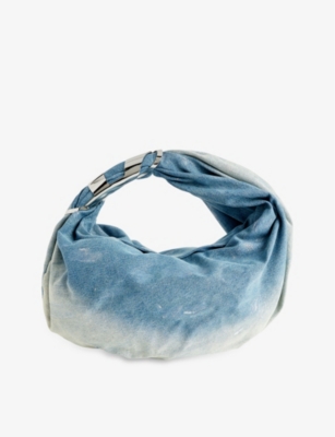 DIESEL: Grab-D silver-toned clasp denim hobo bag