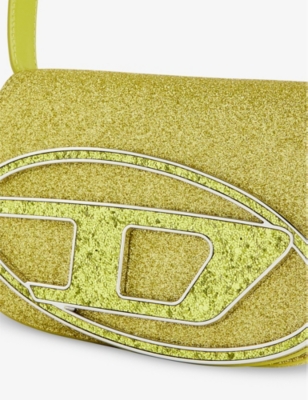 Shop Diesel Womens Green 1dr Logo-plaque Faux-leather Shoulder Bag