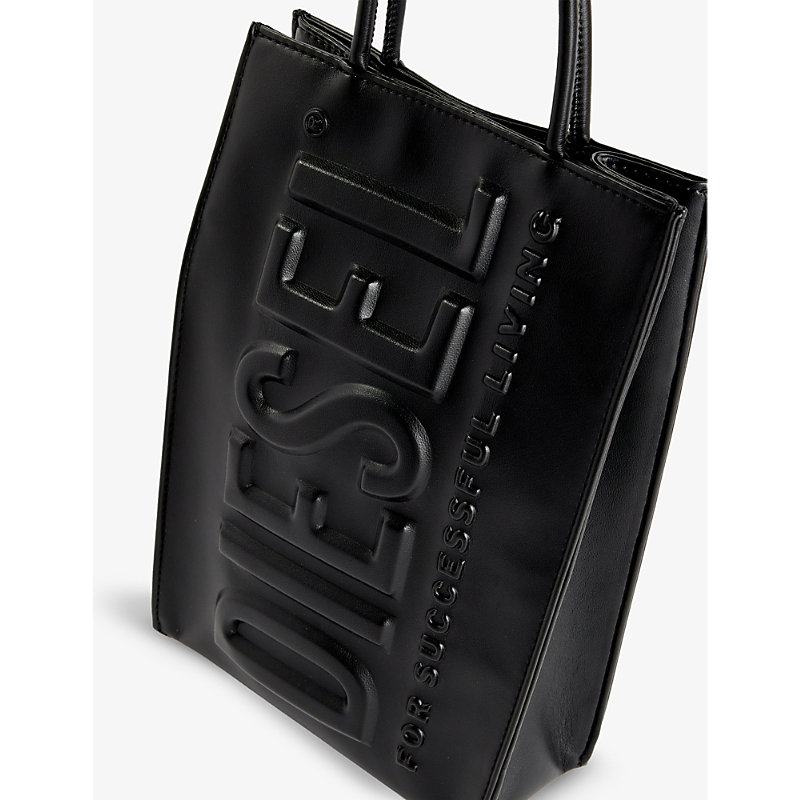 Shop Diesel Women's Black Dsl 3d Faux-leather Shopper Bag