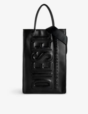 Diesel 3d Shopper Logo压纹手提包 In Black