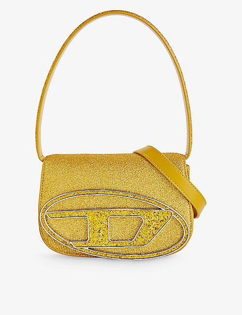 DIESEL: 1DR logo-plaque glitter-embellished shoulder bag