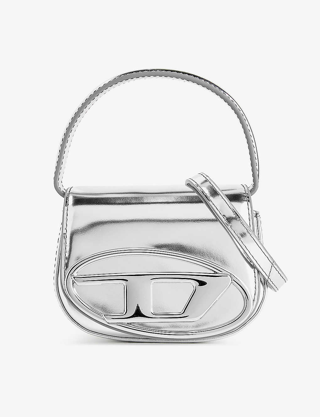 Diesel Womens Silver 1dr Xs Metallic-leather Shoulder Bag