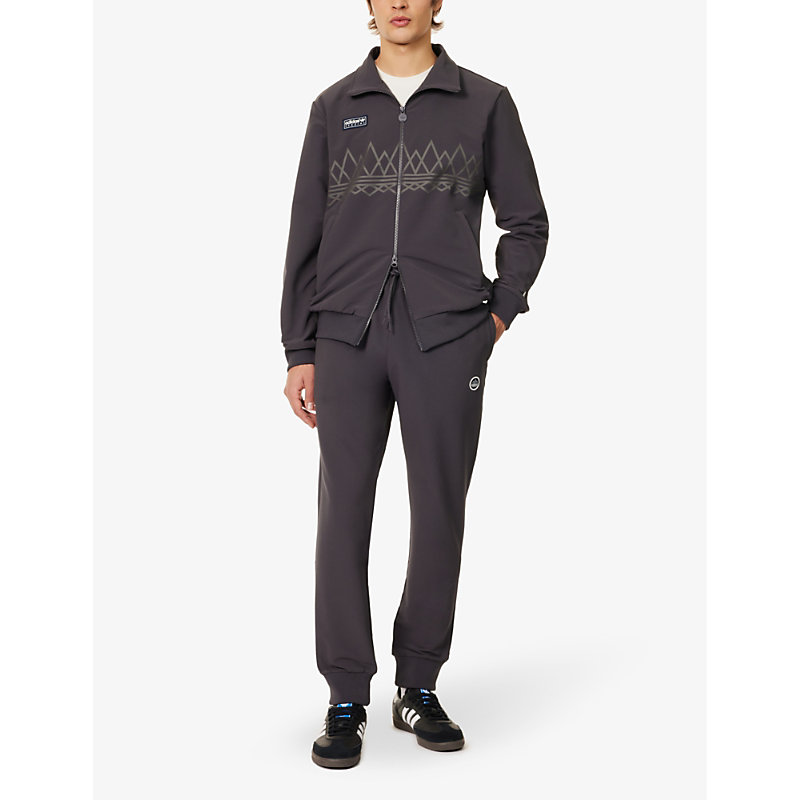 Shop Adidas Statement Suddell Brand-embellished Recycled Polyester-blend Jogging Bottoms In Utility Black