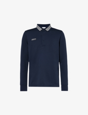 ADIDAS STATEMENT: Brand-patch striped-collar recycled-polyester polo shirt