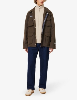 Shop Adidas Statement Men's Dark Brown Haslingden Brand-patch Recycled-polyester Jacket
