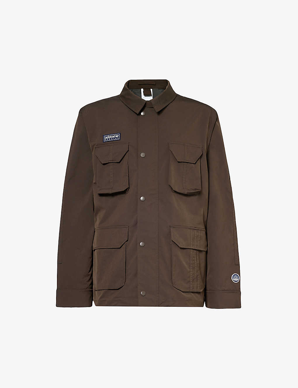 Adidas Statement Haslingden Brand-patch Recycled-polyester Jacket In Dark Brown