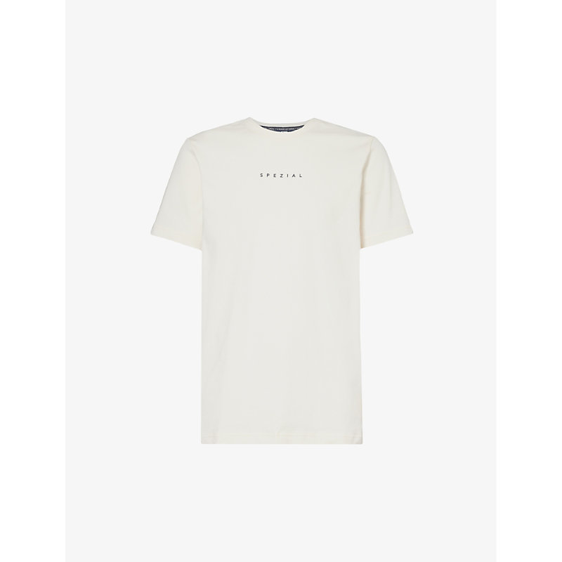 Adidas Statement Graphic-print Crewneck Organic-cotton T-shirt In Chalk White