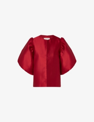 MALINA Cleo balloon sleeve satin blouse Selfridges