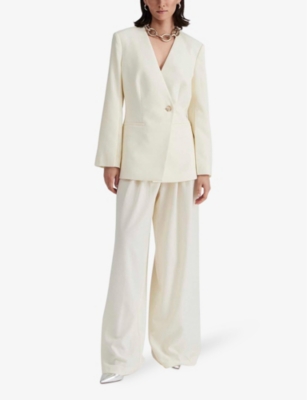 By Malina Diana Wide-leg High-rise Stretch-woven Trousers In Vanilla