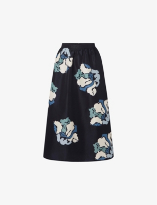 By Malina Womens Floral Filippa Floral-print Satin Midi Skirt