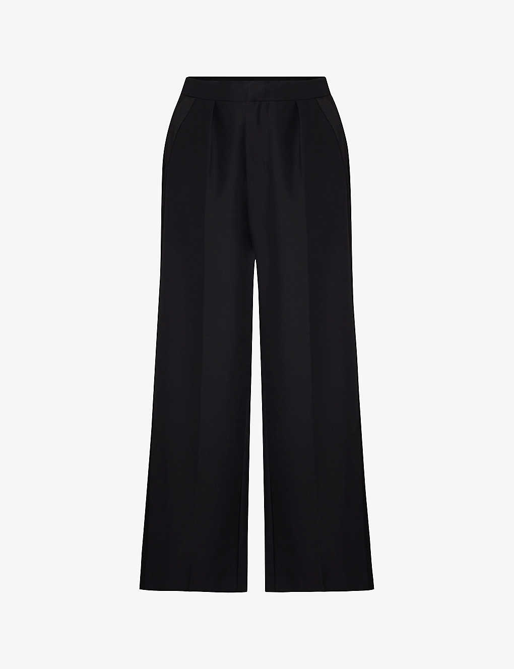 By Malina Womens Black Straight-leg High-rise Wool-blend Trousers