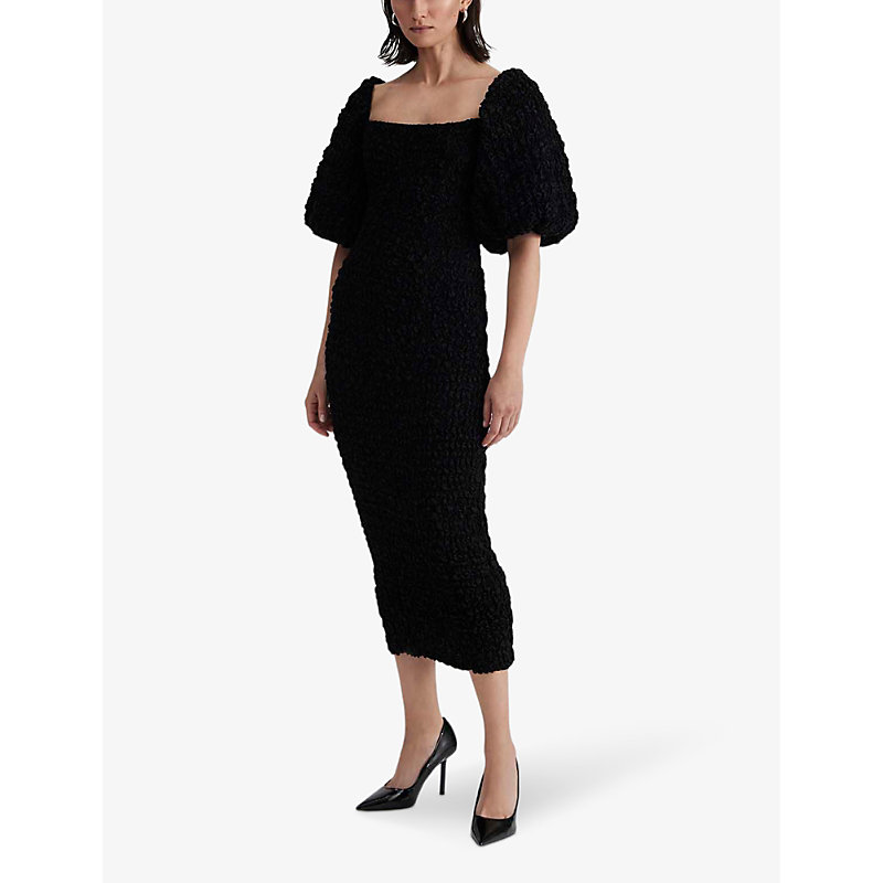 Shop By Malina Malina Women's Black Carli Square-neck Smocked Woven Midi Dress