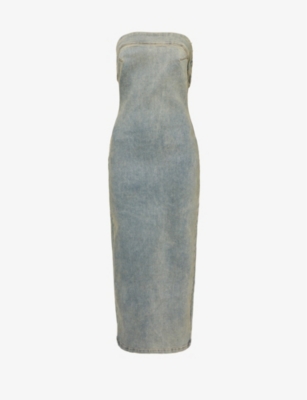 Shop Entire Studios Women's Surface Wave Strapless Denim Midi Tube Dress