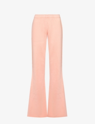 Entire Studios Womens Dusty Pink Heavy Flare Raw-cuff Organic Cotton Trousers