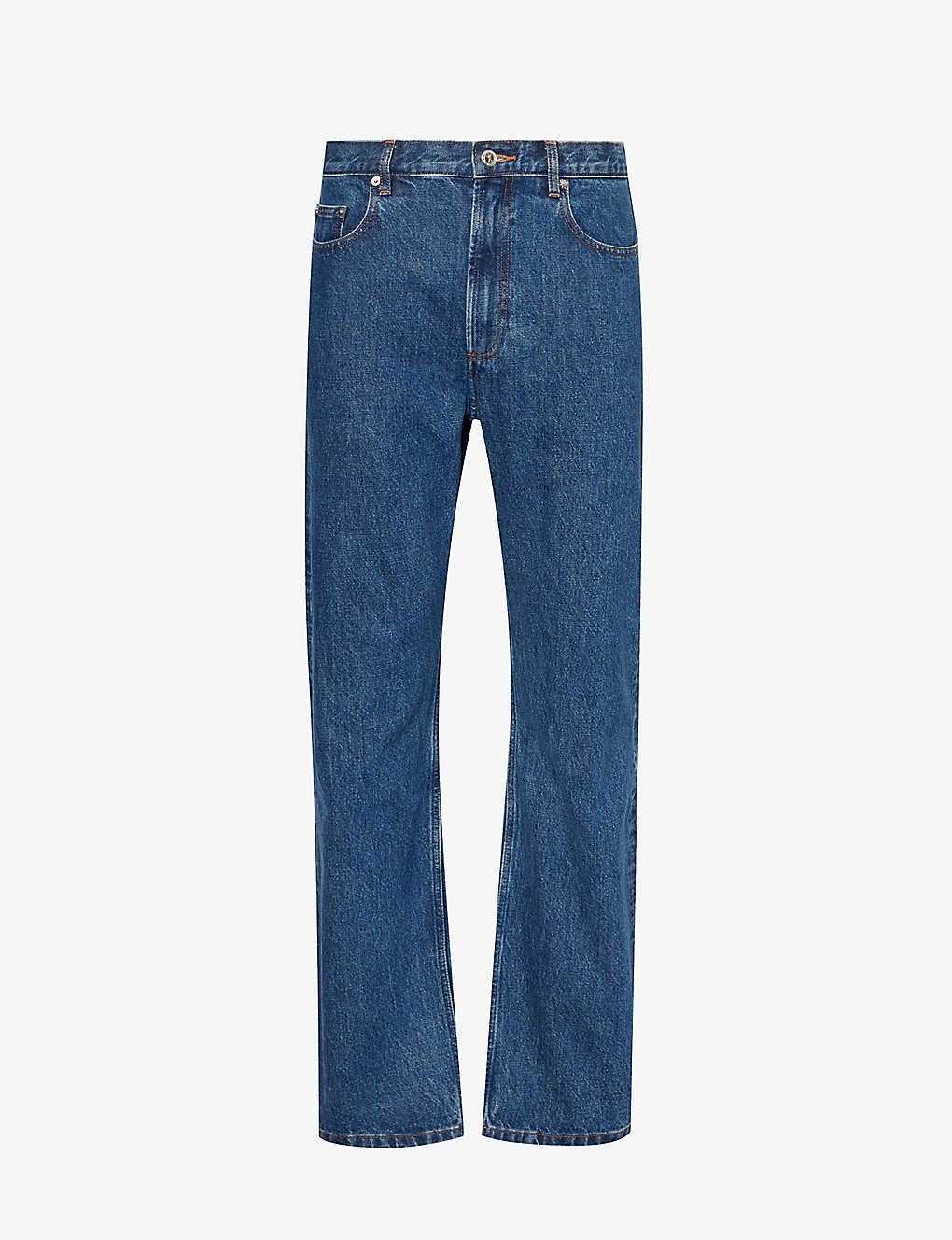 Apc Mens Mid Blue Contrast-stitching Straight-leg Regular-fit Jeans