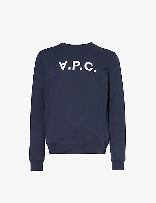 APC: Flocked brand-print cotton-jersey sweatshirt