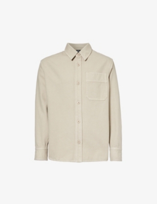 Apc A. P.c. Surchemise Basile Brodee Poitrine Overshirt Bae S In Taupe