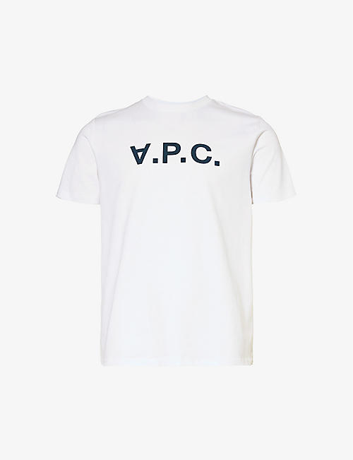 APC: Flocked brand-print cotton-jersey T-shirt