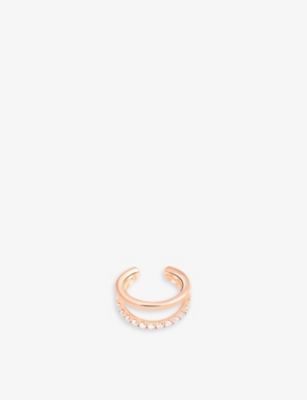 Astrid & Miyu Illusion 18ct Rose Gold-plated Metal And Zirconia Ear Cuff