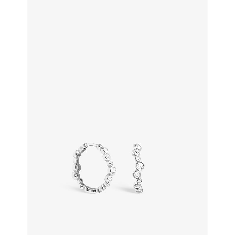 Shop Astrid & Miyu Women's Silver Gleam Rhodium-plated Recycled Sterling-silver And Zirconia Hoop Earring