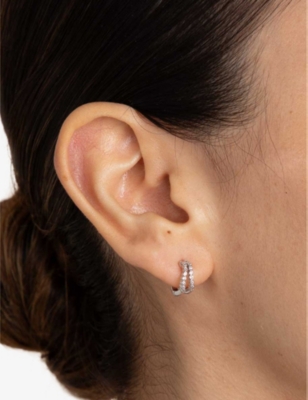 Shop Astrid & Miyu Women's Silver Gleam Illusion Rhodium-plated Sterling-silver And Zirconia Ear Cuff