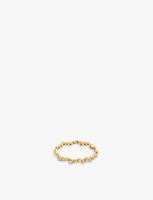 ASTRID & MIYU: Gleam 18ct yellow gold-plated recycled sterling-silver and zirconia ring