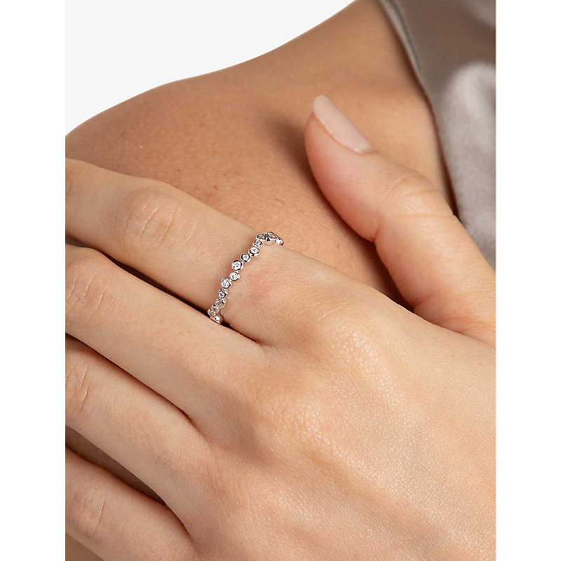 Shop Astrid & Miyu Women's Silver Gleam Rhodium-plated Recycled Sterling-silver And Zirconia Ring
